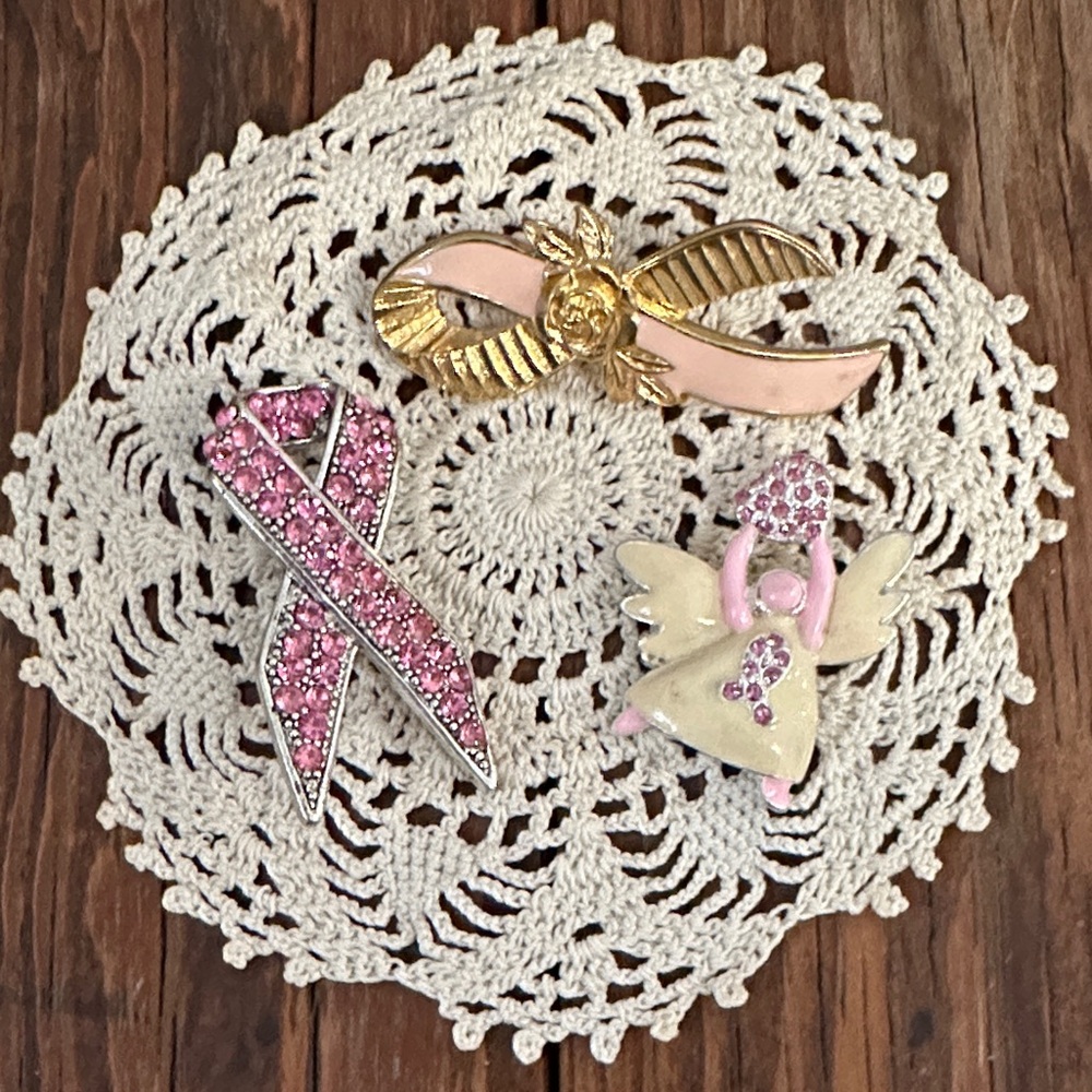 Breast Cancer Brooch Trio